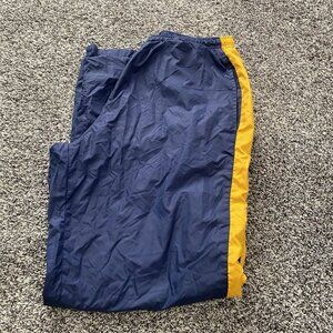 Nike Pants Mens‎ L Navy Yellow Track Athletic Sports Swoosh Logo Zippered 28x31